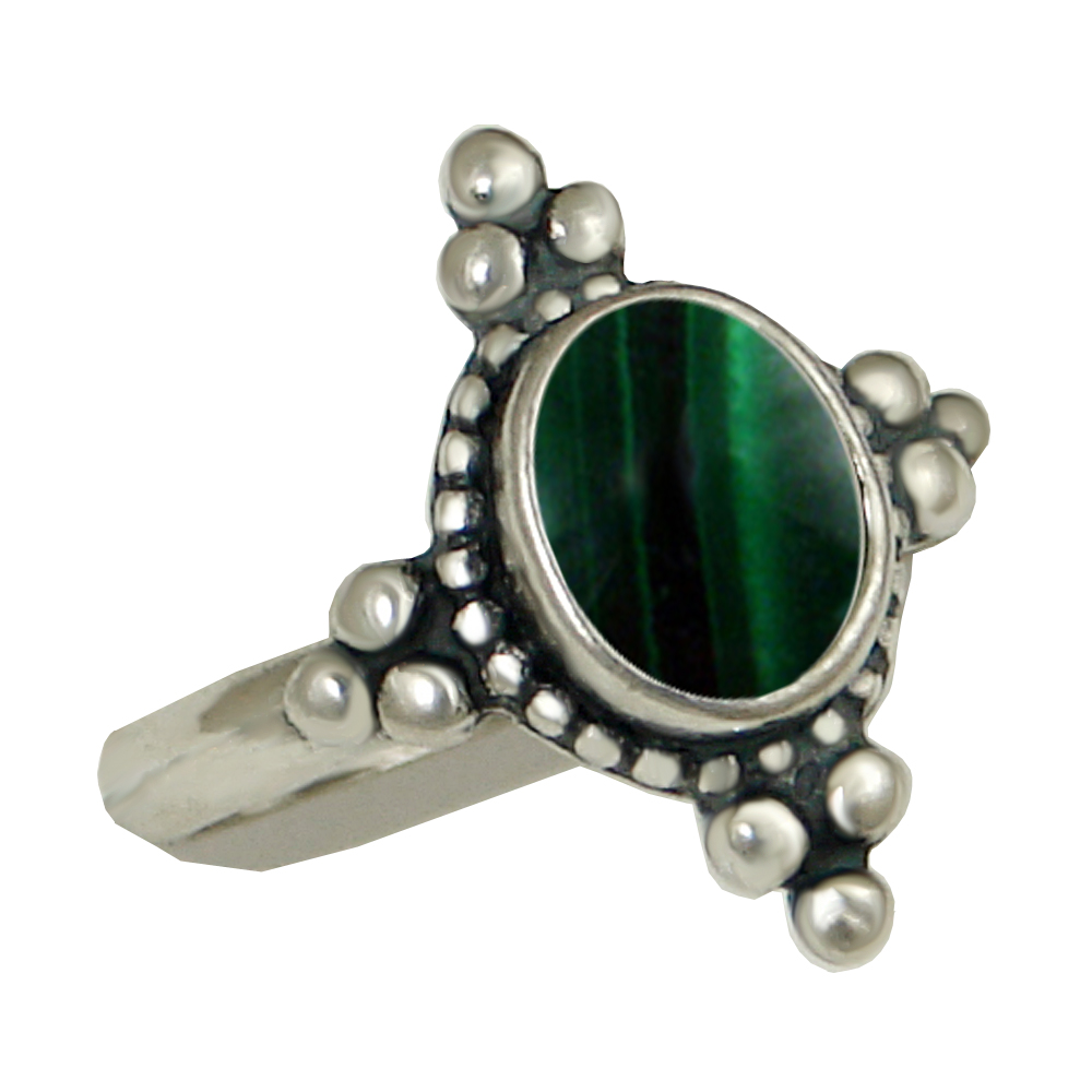 Sterling Silver Gemstone Ring With Malachite Size 9